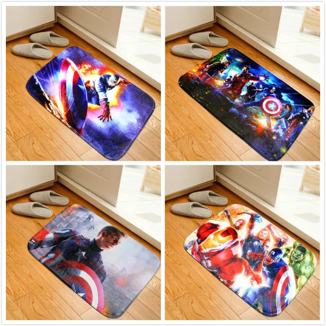 

Floor Mats Anti Slip Mat Avengers Captain America Thor Wonder woman Printed Pattern Carpet Rug for Bathroom Door Living Room