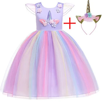 

2019 Summer Kids Dresses For Girls Unicorn Dress Children Christmas Easter Costume Party Dress Brand Halloween Princess Clothing