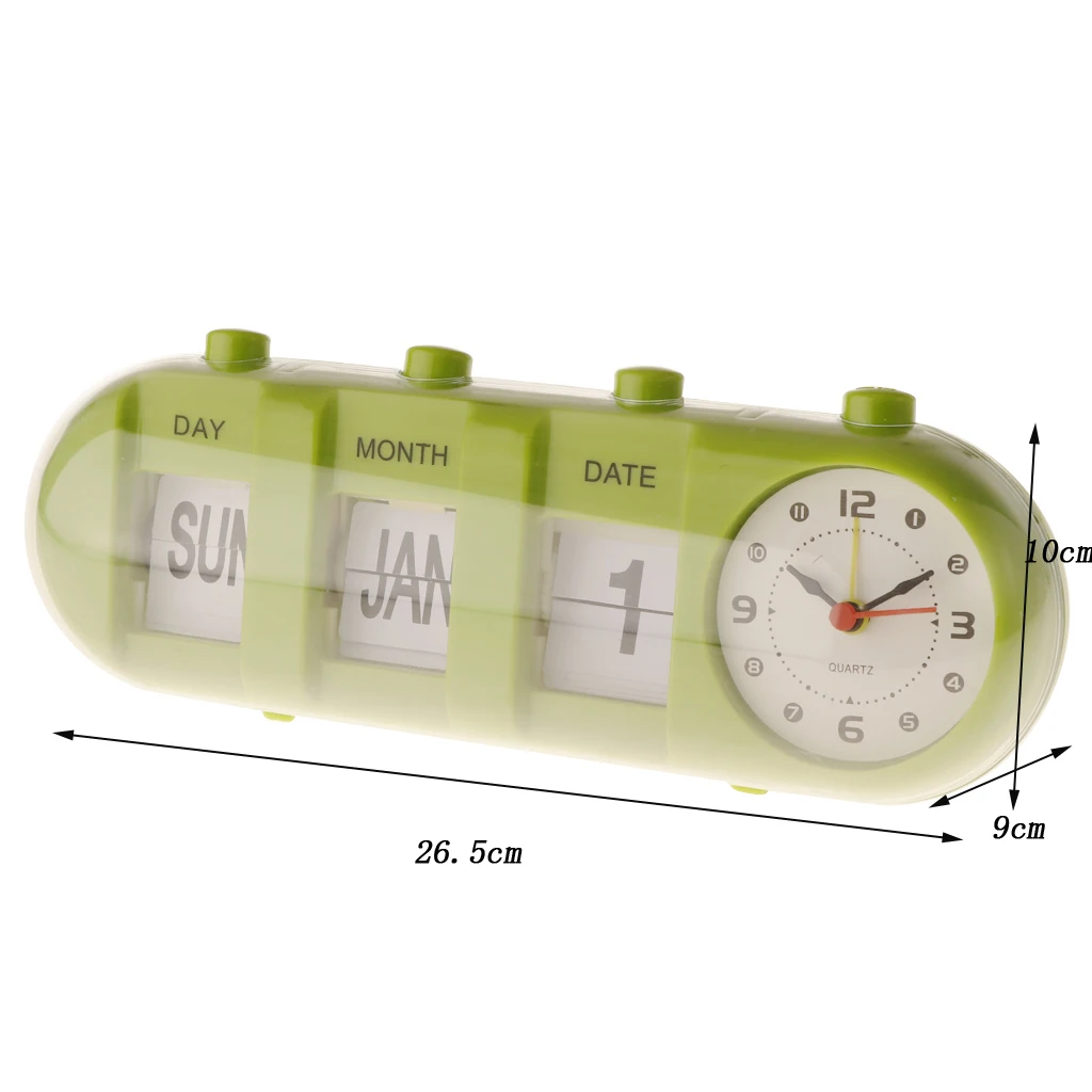 Modern Retro Digital Manual Flip Down Stand Metal Desk Table Clock-Green