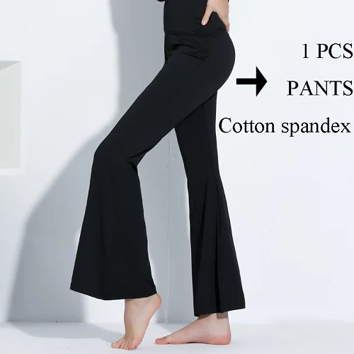 Черные брюки для латинских танцев для женщин Мода ча Самба вальс для занятий танцами одежда Танго квадратный танец тренировочное снаряжение DC2066 - Цвет: Cotton-spandex