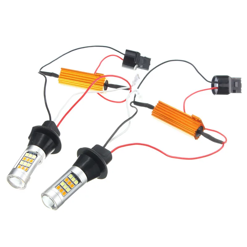 2pcs T20 7440 2835 42 SMD 1000LM 20W Car LED DRL Daytime Running Light Dual Color