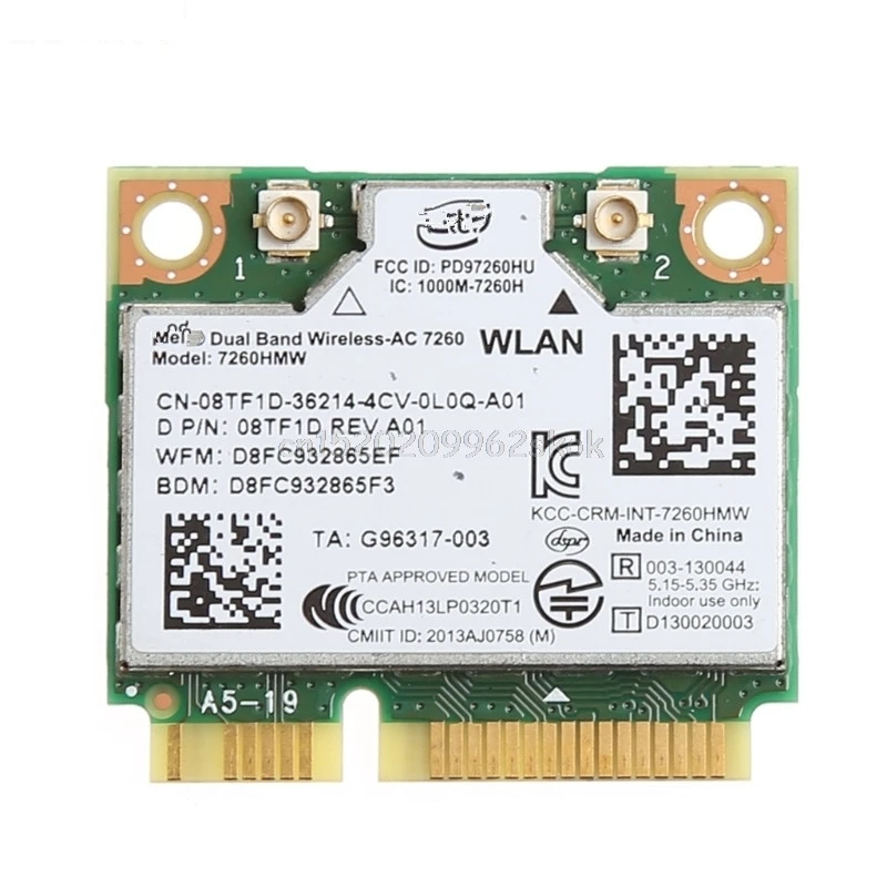 

Dual Band Bluetooth 4.0 Wireless Mini PCI-E Card For Intel 7260 AC for DELL 7260HMW JUL12 dropshipping