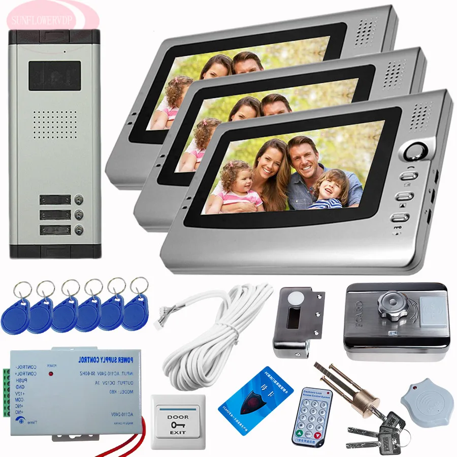 SUNFLOWERVDP Outdoor System Three Buttons With Screen