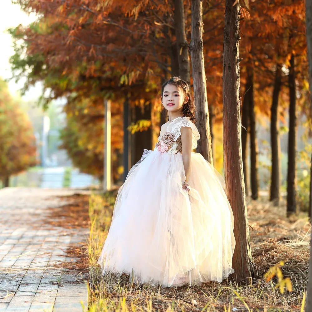 Floral Boutique Girls Dress Summer Clothes for Girl 1-14 Years Ankle Length Lace One Shoulder Teenager Dress Girls Tutu Dress (8)