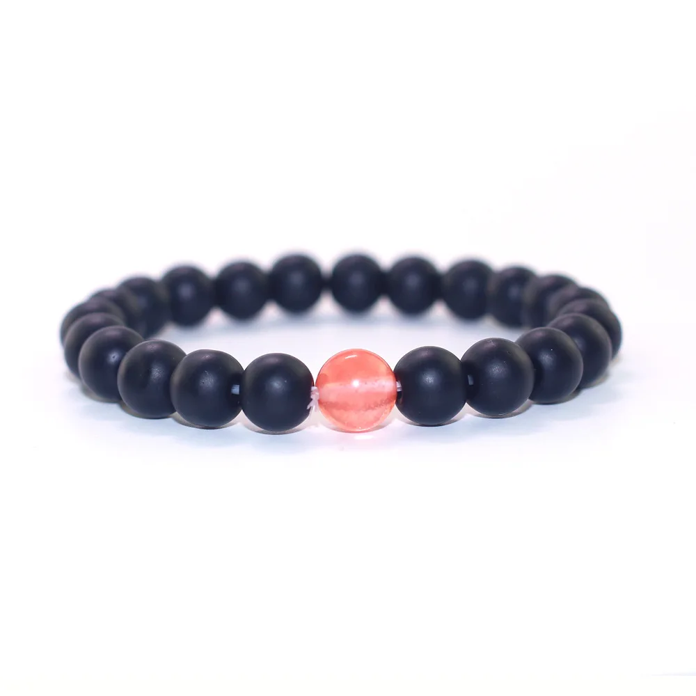 DANJIE Women Hand Chains Pink Jelly Beaded Bracelet Natural Stone Matte Beads Bracelet for Men Handmade Couples Bracelets