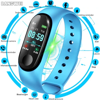 

LIGE 2019 New Smart bracelet Heart Rate Blood Pressure Monitor Smart Watch Women Men Fitness Tracker sport smart wristband+Box
