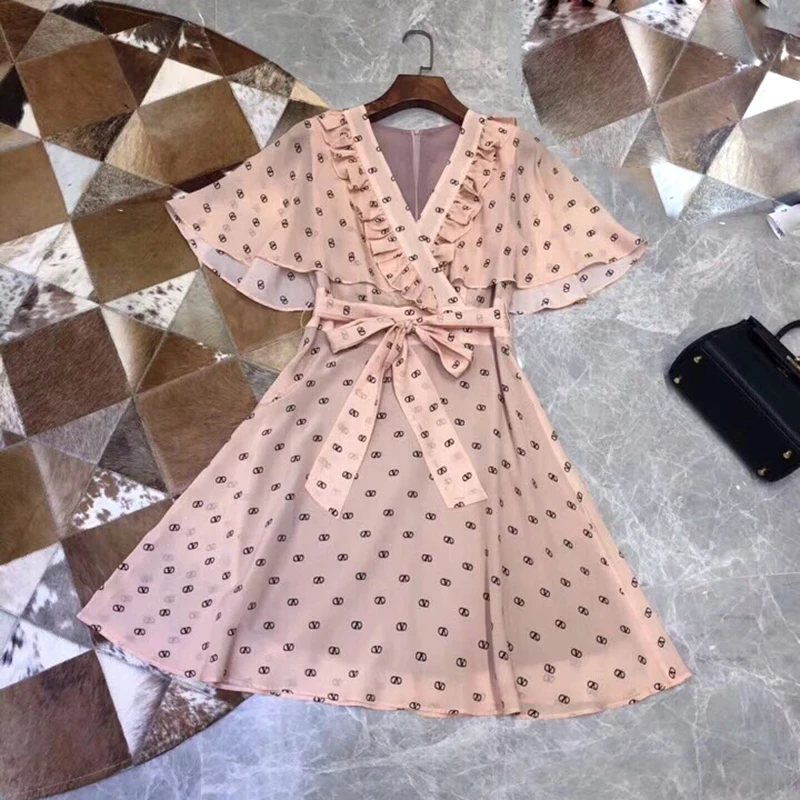 

Bohemian Flower Silk Dress for Women A-Line Style Spring Summer high Quality Lady Dress 2019 new Women Dress