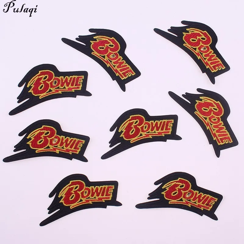 

Pulaqi Homegaga New Arrival Memorial Rock Star David Bowie Letter Patch Sewing Applique for Jacket Jeans Shoes Backpack Badges B