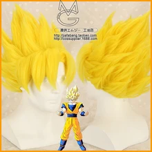 Dragon Ball Z GOKU золотой блондин уже stlye Аниме Косплей Костюм парик+ шапка+ трек