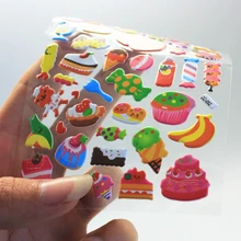 3 Sheets cute candy Diary Decoration Kids bubble Stickers 3D PVC Baby Gift Children Toys