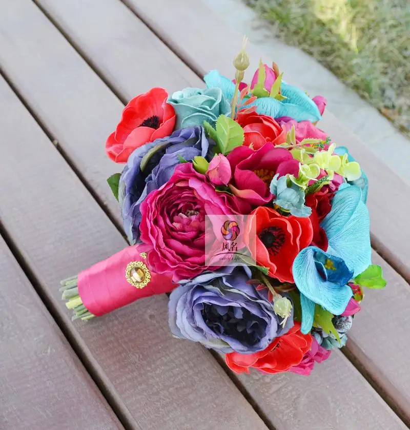 

Handmade Wedding Suppies Floral Bridal Bridesmaid Bouquet Artificial Flowers Bride Hand Holding Bouquets Home Decoration Flower