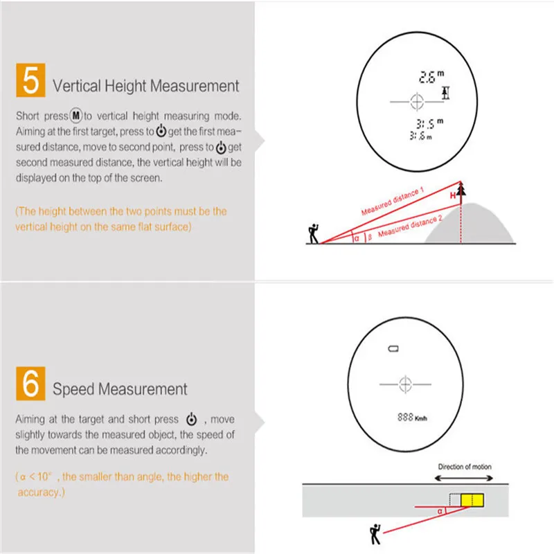 Mileseey PF04 600 м 800 м 1000 м 1200 м 1500 м лазерный дальномер высокоточный лазерный телескоп для гольфа и охоты 6 Режим измерения