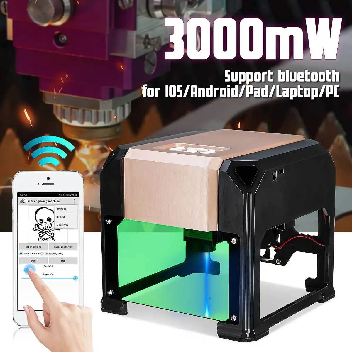 Sterowanie bluetooth 3000mW profesjonalne DIY pulpit mini laser cnc frez do grawerowania grawerowanie maszyna do cięcia drewna Router 110-220V Sterowanie bluetooth 3000mW profesjonalne DIY pulpit mini laser cnc frez do grawerowania grawerowanie maszyna do cięcia drewna Router 110-220V
