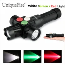 Новинка UniqueFire MINI RGW002 асферический объектив масштабируемый светодиодный фонарик Белый/Красный Зеленый Цвет излучающий для лагеря