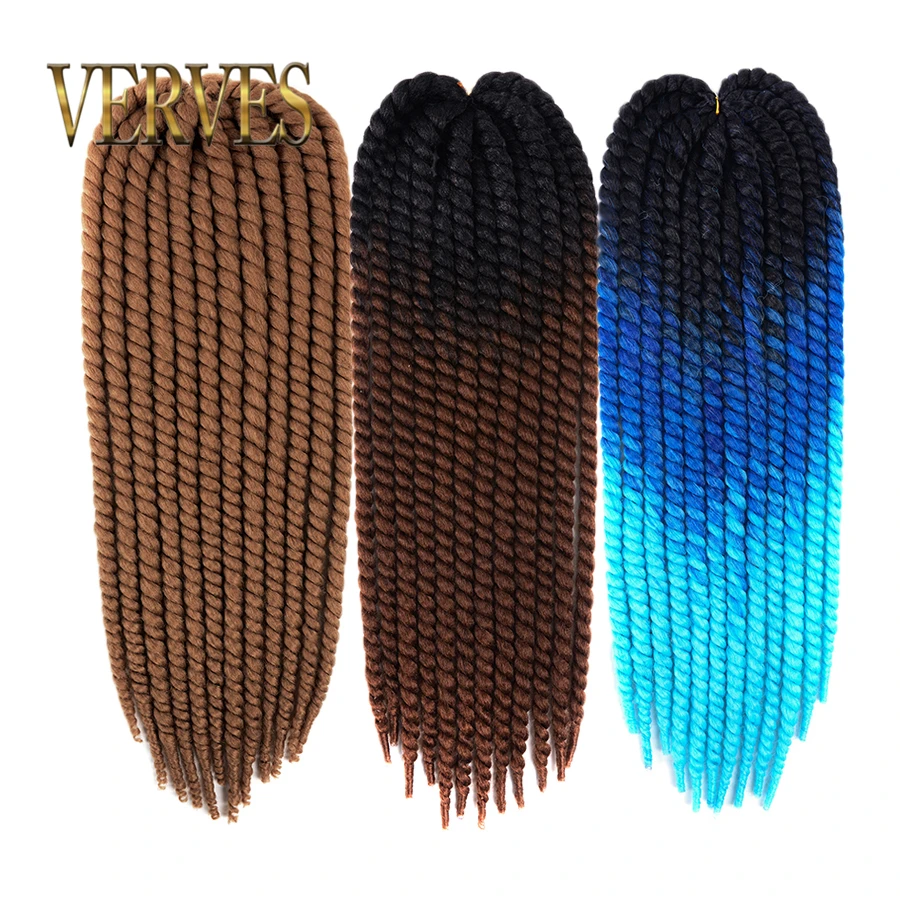 

VERVES Havana Twist Hair crochet braids 22 inch 120g 20 Color Kanekalon Ombre Synthetic Braiding Hair extensions 12 strands/pcs