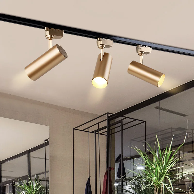 

LukLoy LED Silver Track Spotlight Clothing Store Gold Rail Spot Light Exhibition Window Wall Downlight Home TV Wall Down Lights
