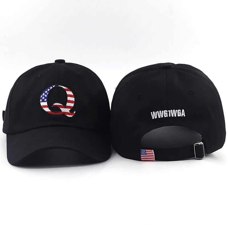 

Q US Flag embroidery dad hat WWG1WGA on Back baseball cap Trending American Political Great Awakening snapback hats