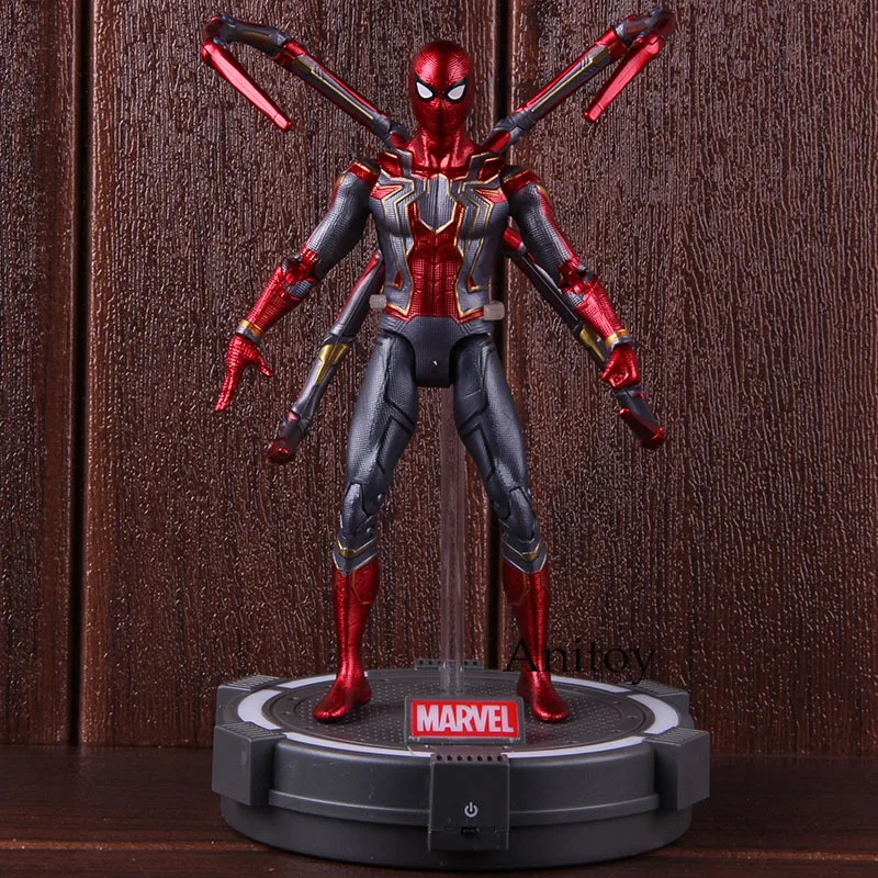 

Marvel Avengers Infinity War Action Figure Iron Spider Spiderman PVC Collectible Model Toy Gift With Stand LED Light
