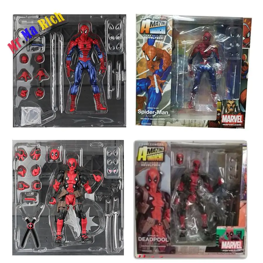 Figma X man Serie Spiderman Figura N ° 001 Revoltech Deadpool Con Staffa No. 002 Spider Man фигурка|spider action figure|action figurefigura