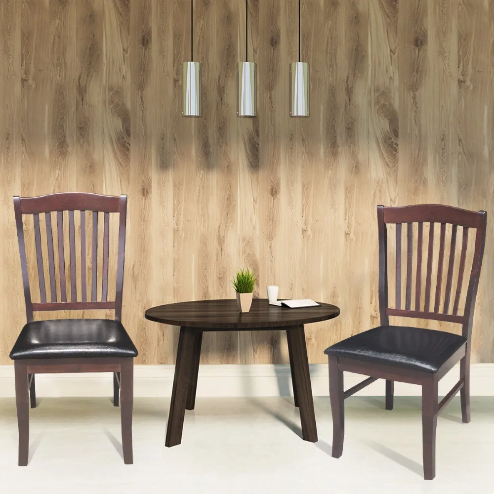 

Giantex Set of 2 Dining Side Chair PU Leather Upholstered Seat Slat Back Armless Kitchen Home Furniture HW58880