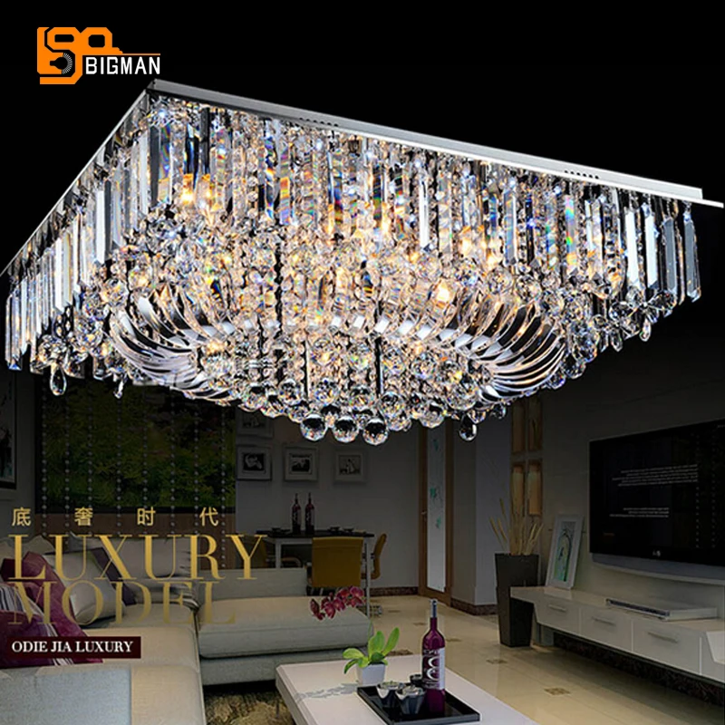 

Modern rectangular crystal chandeliers LED light fixtures lustres de cristal home lighting