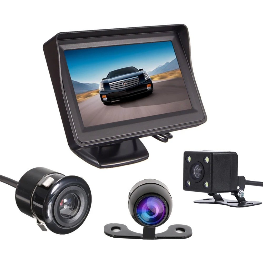 Koop Auto Monitor Auto in Dash Video Speler 4.3 inch TFT LCD Voor Achteruitrijcamera Auto Parking Backup Reverse HD met 2 video input