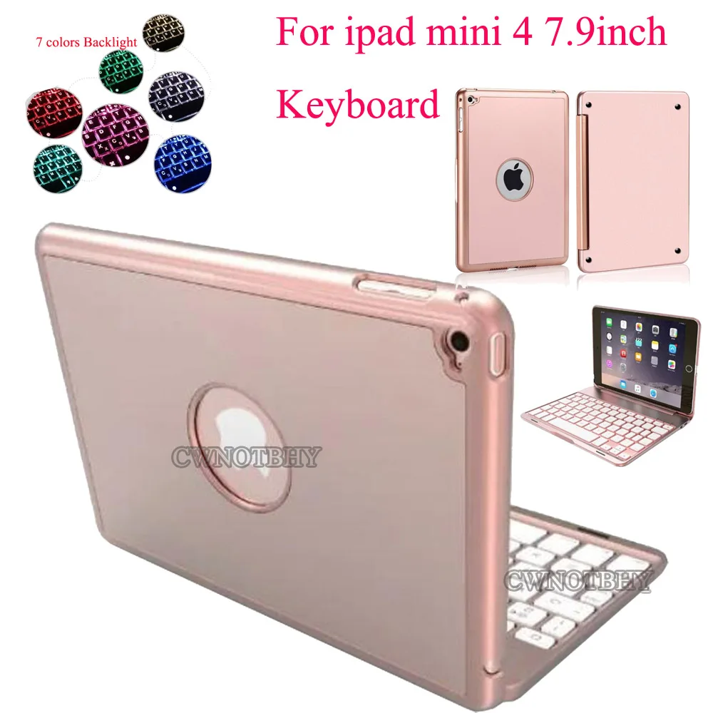 

For iPad Mini 4 Backlit Wireless 4.0 Bluetooth Keyboard 7 Colors Backlight Ultra Slim Aluminum ABS Material A1538 A1550