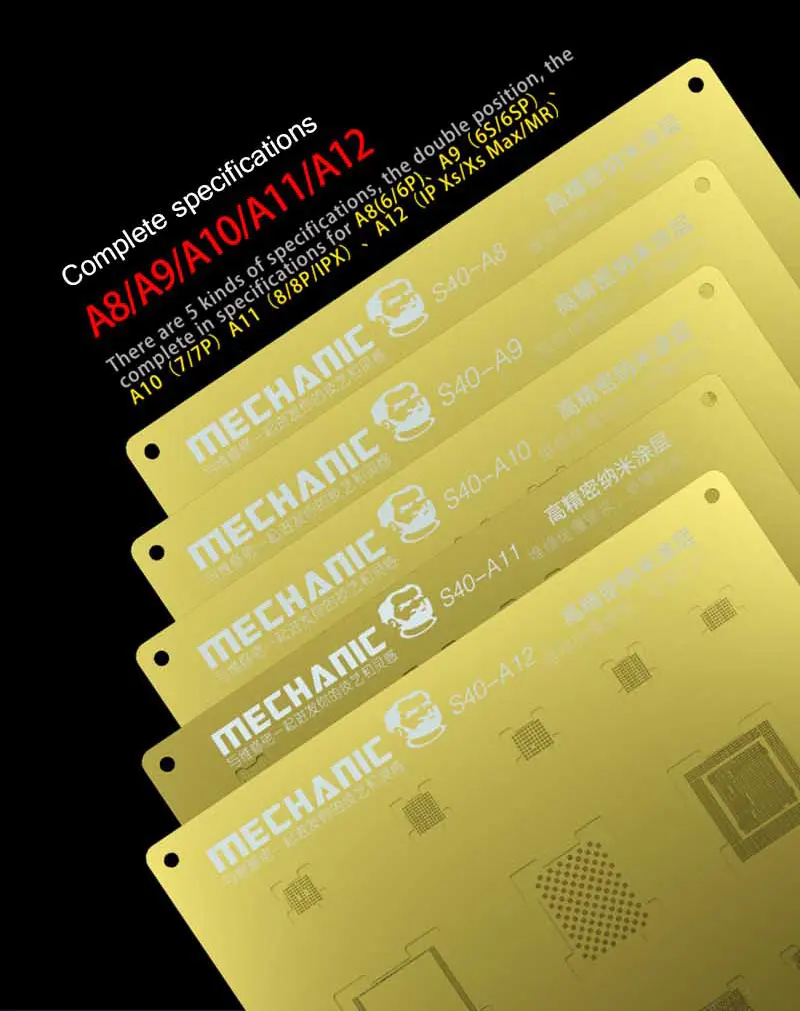 Mechanic S40 A8 A9 A10 A11 A12 3D Groove BGA трафарет для золота жестяная сетка iPhone 6/6S/6SP/7G/7P/8/8P/X/XS/XS