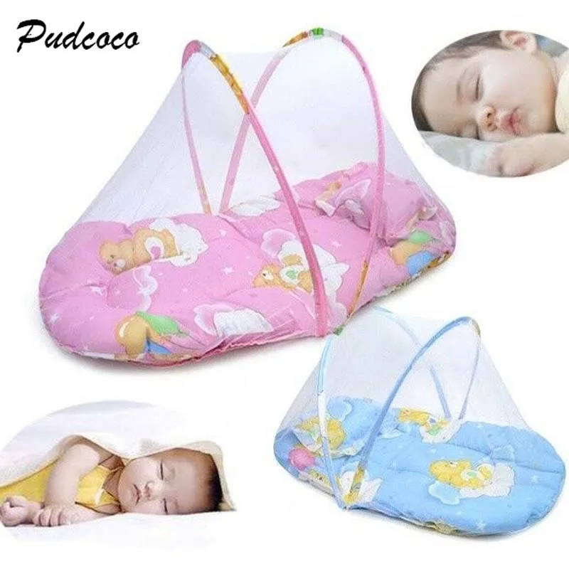 

2019 Brand New Portable Foldable Baby Kids Infant Bed Dot Zipper Mosquito Net Tent Crib Sleeping Cushion collapsible portable