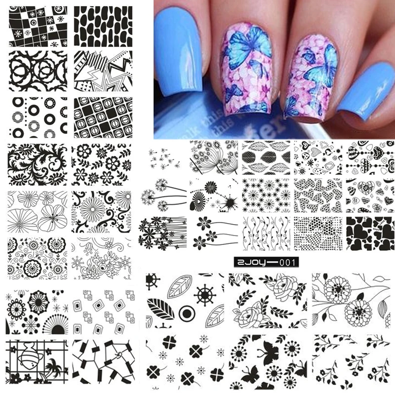 

1pc Nail Art Stamping Template 6.5*12.5CM DIY Manicure Floral Beauty Designs Stamp Tool ZJOY 10 Designs Choose