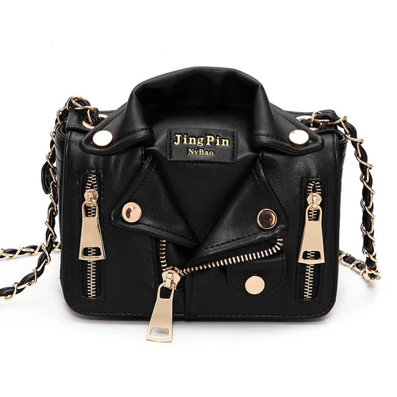BENVICHED дизайнерская сумка-мессенджер крутая куртка в форме панк мотоциклетная Серебряная Женская сумка через плечо мини сумка через плечо - Цвет: Черный