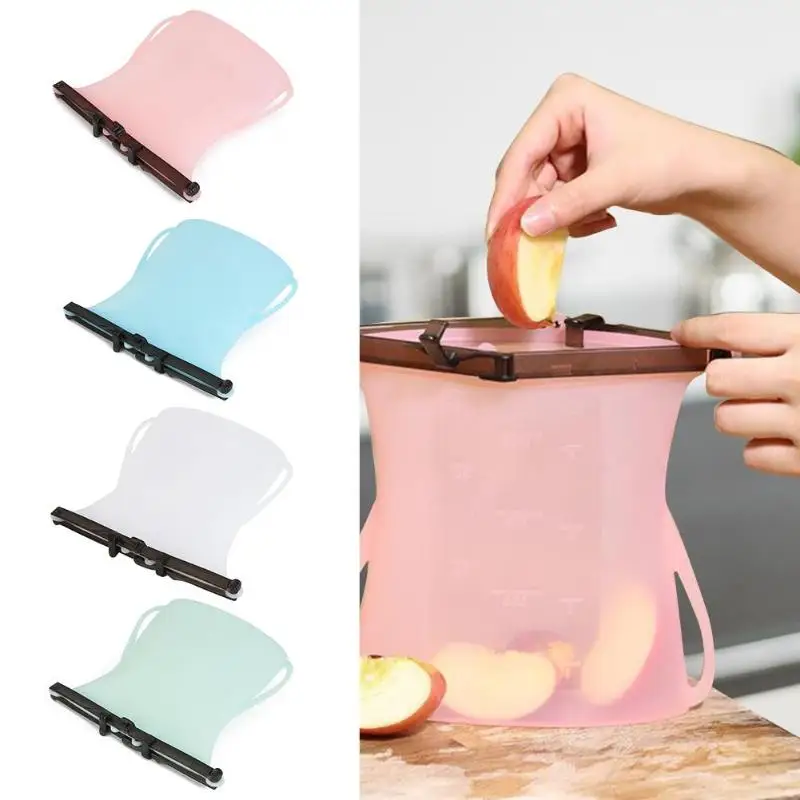 

Reusable Kitchen Food Sealing Storage Bag Refrigerator Fresh Bags Silicone Fruit Meat Storage Ziplock Kitchen Accessories