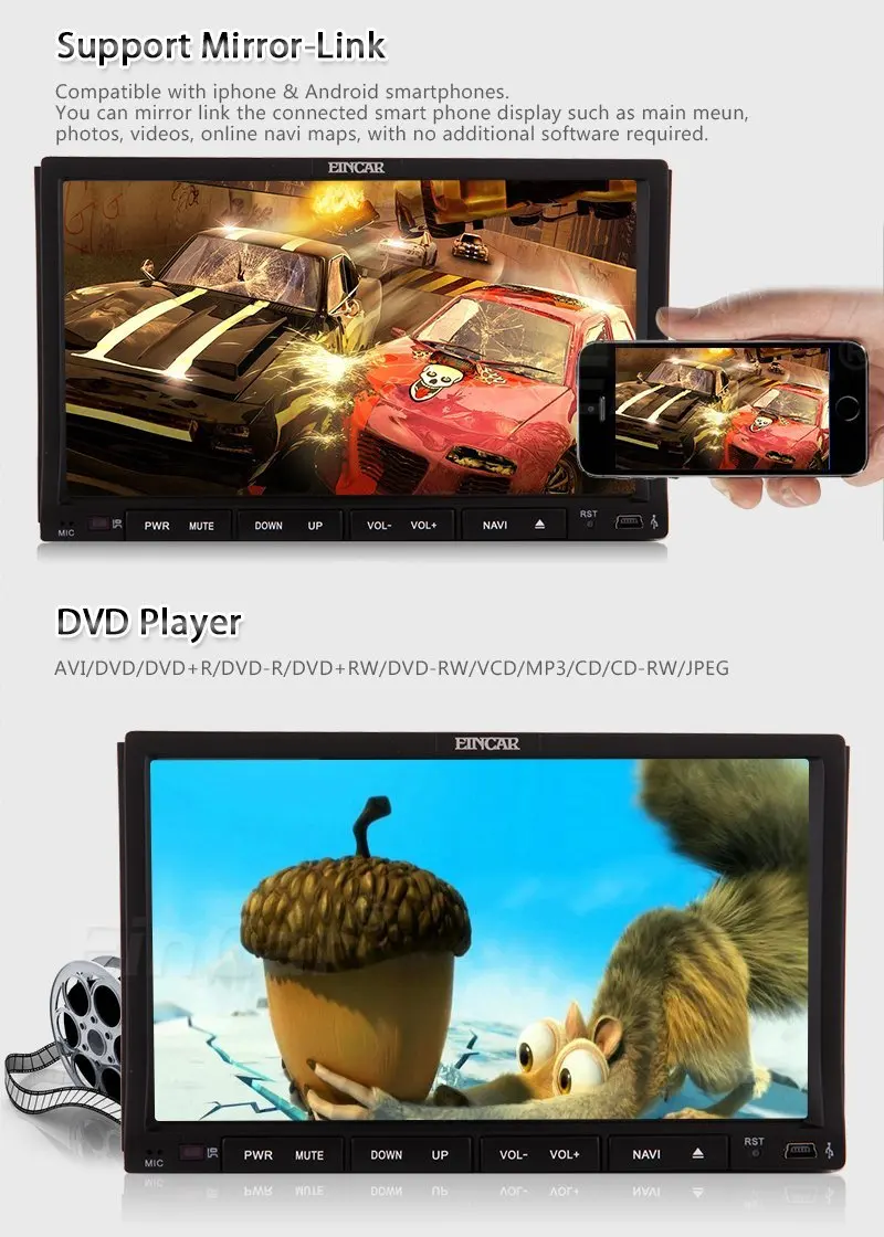 Best Android Car gps radio DVD Player For Universal Two 2 Din 7 inch In Dash Car DVD Player Radio With wifi USB BT steering wheel con 2