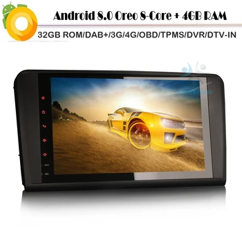 

9"Android 8.0 Autoradio Car GPS Navigation DAB+ for Mercedes Benz WiFi 4G RDS BT USB SD DVR OBD DVT-IN Sat Navi