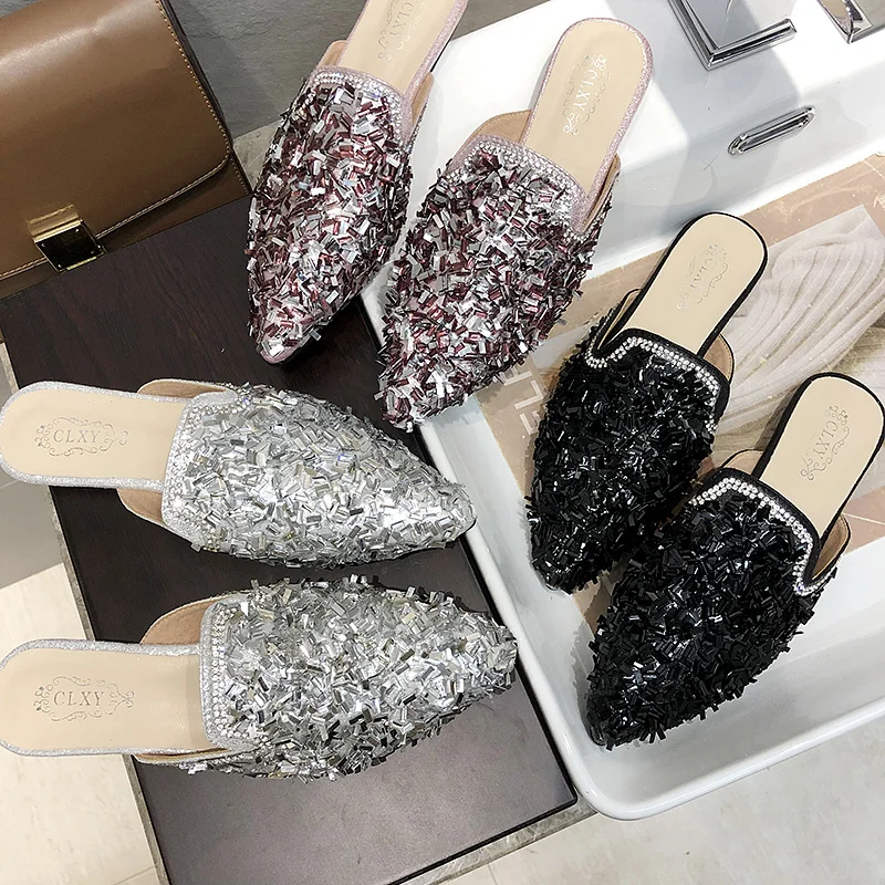 

Med Closed Toe Brief Rubber Slippers Modis Outside Slides Sandal Mules Female Babouche Leather New 2019 Allmatch Korean Outdoor