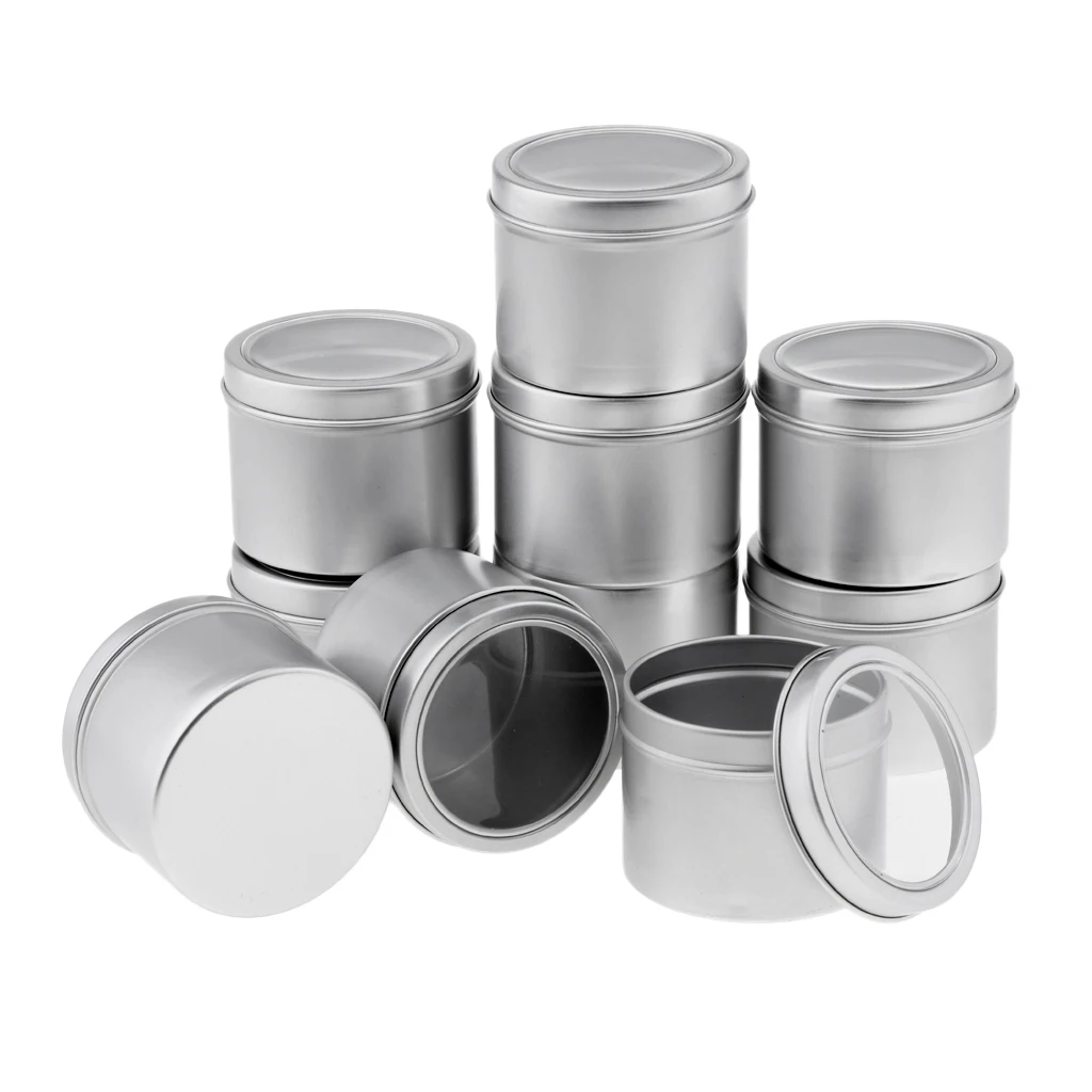 10x 100ml Round Lip Balm Candles Tin Cans Cosmetic Sample Containers Cream Empty Lip Balm Jars Tin Lid for Salve Powder Spice