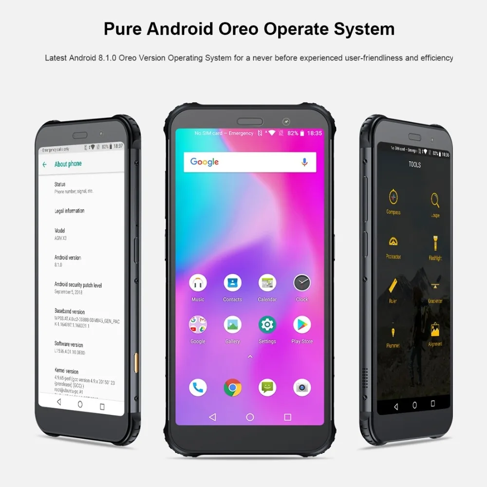 IP68 AGM X3 Android 8,1 смартфон 8 Гб 64 Гб отпечаток пальца ID 5,99 ''Восьмиядерный OTG NFC Беспроводная зарядка две sim-карты 4G мобильные телефоны