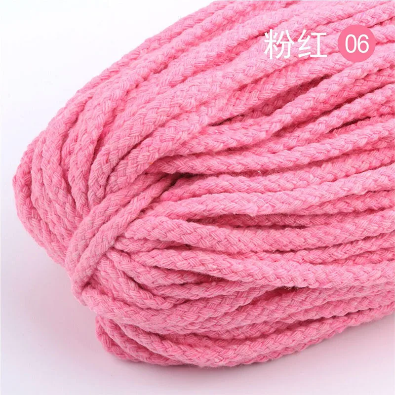 30 м/лот 5 мм хлопок шнур Экологичная витая веревка высокая прочность нить DIY текстиль ремесло плетеная нить домашние изделия для декорации - Цвет: 06 Pink