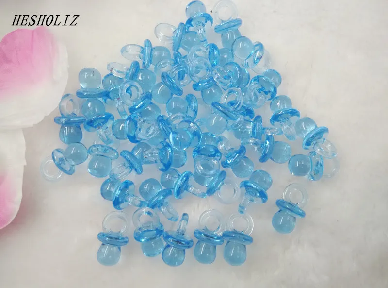 

100Pcs Mini Pacifiers Baby Shower Favor Clear Blue Boy Party Decorations