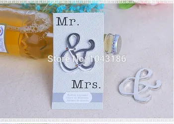 

New Popular Mr & Mrs Ampersand Wine Bottle Opener Wedding Favors Bar Tools Party Accessories Home Cooking 10 pieces/lot