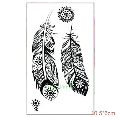 045 Autocollant De Tatouage Temporaire Imperméable à Leau Sexy Dentelle Plume Oiseau Henné Tatto Autocollants Flash Tatoo Faux Tatouages Pour