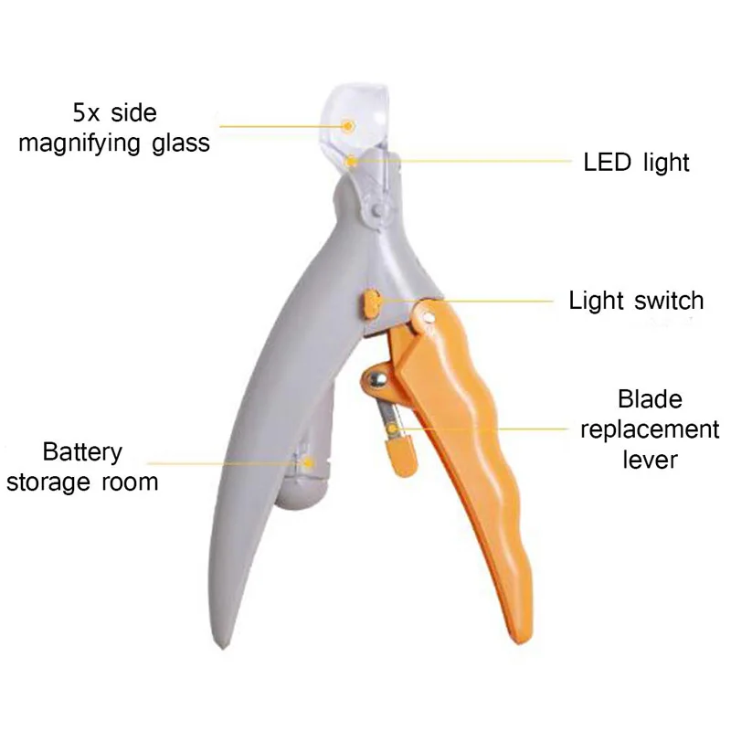 Профессиональная машинка для стрижки собак HOOPET, триммер для ногтей для домашних животных, коготь для кошек, шлифовальный станок, светодиодный светильник и 5X Лупа, безопасная машинка для стрижки ногтей для домашних животных
