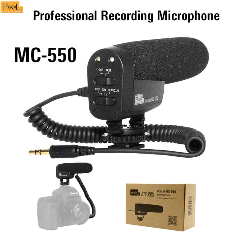 

Pixel Professional Stereo Camera Microphone VLOG Photography Interview Digital Recording Microphone for Nikon Canon DSLR Camera