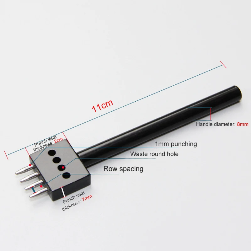 1 шт. 4/5/6/мм расстояние между кожаными Дыроколы, круглые инструменты для вышивания, инструмент для пробивания кожи, черный 2/4/6/отверстие, ручная работа