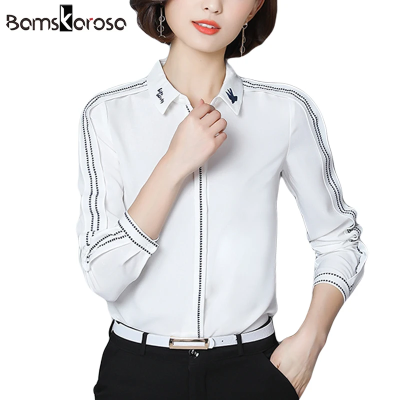 2018 Spring Blouse Chiffon Femme Long Sleeve Elegant