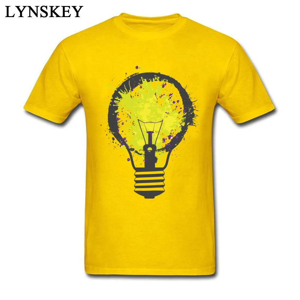 O-Neck 100% Cotton Mens T-shirts Unique Short Sleeve Tops Shirts Slim Fit Birthday Clothing Shirt Splash Electricity Splash Electricity yellow