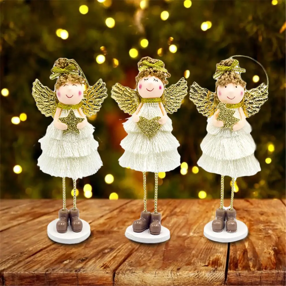 Рождественская кукла, стоячие Крылья ангела, милый ангел, плюшевая кукла, Рождественский Декор, украшение для дома, подвеска для детей, рождественские подарки