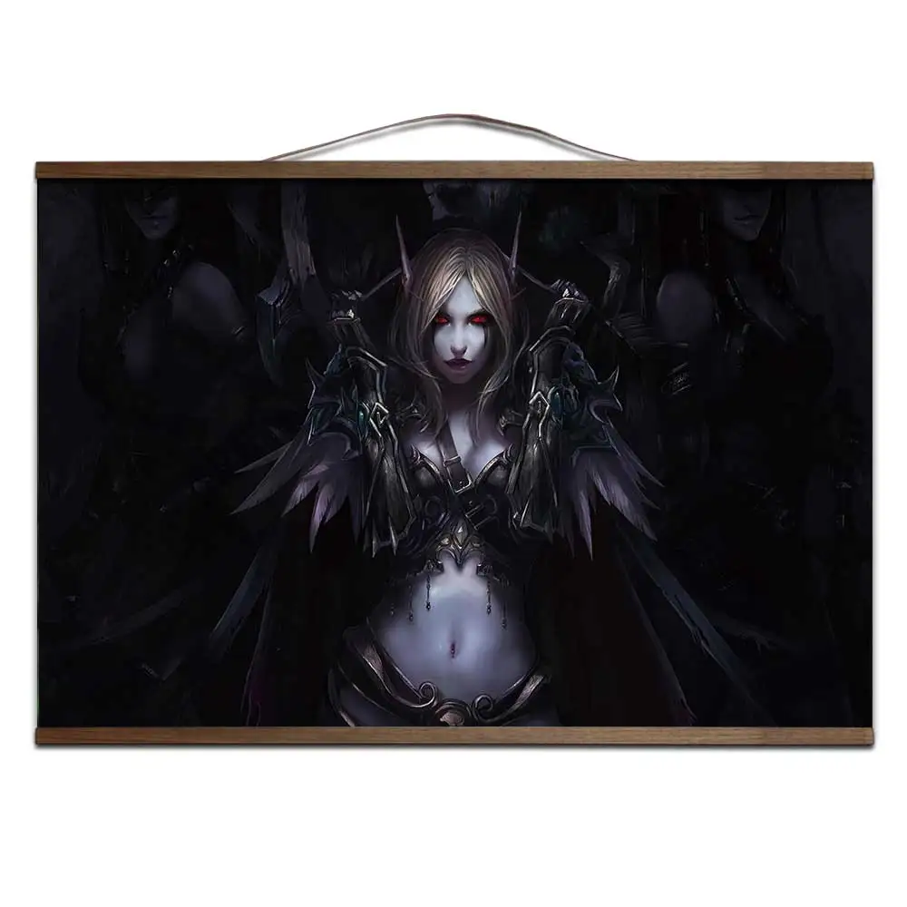 

wow Illidan World of Warcrafts Stormrage poster for HD canvas poster decoration painting with solid wood hanging scroll