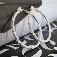 Серьги-кольца без пирсинга, большие серьги-клипсы, стразы, камни, клипсы, серьги без пирсинга, 5,5 см