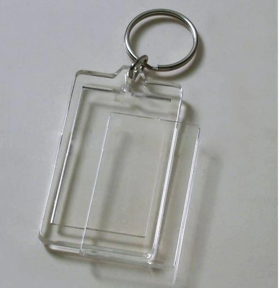 50pcs Blank Acrylic Rectangle Keychains Insert Photo Keyrings (Key ring